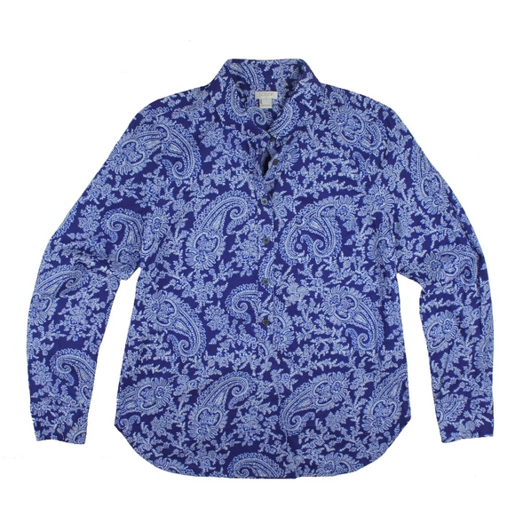 J. Crew Tops - New JCREW Blue Paisley Printed Voile Popover Shirt